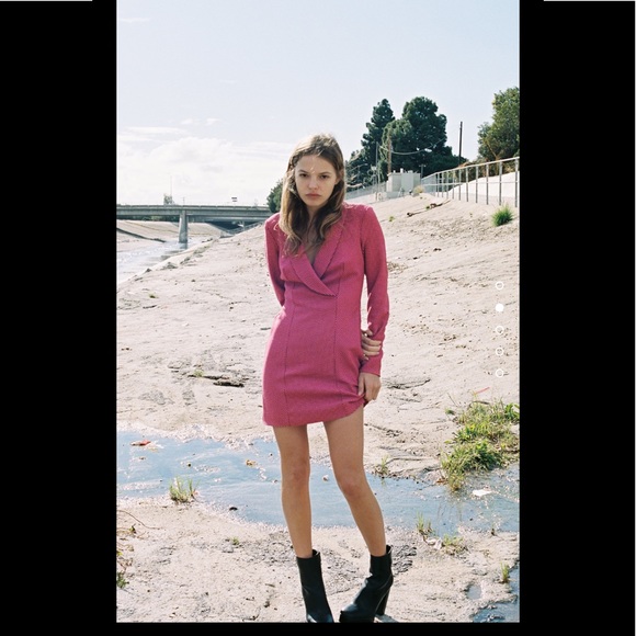 ZARA | Pink Houndstooth Blazer Dress - Picture 3 of 6
